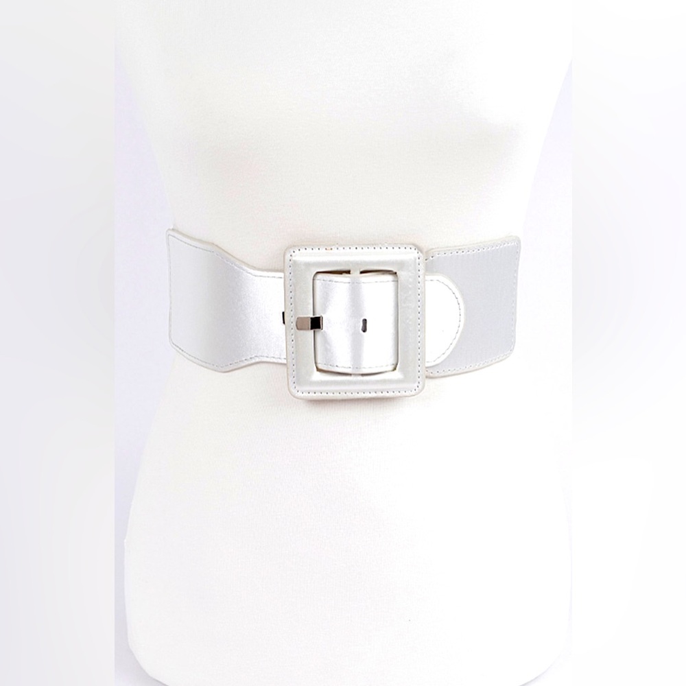 Satin Metallic Elastic Waist Statement Belt